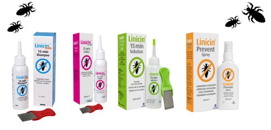 Linicin produktserie behandler luseangrep Linicin produktserie behandler luseangrep